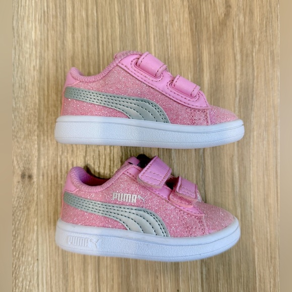 PUMA Smash 3.0 Glitz Glam Prism Pink Silver Size 4c LNC - Picture 5 of 7